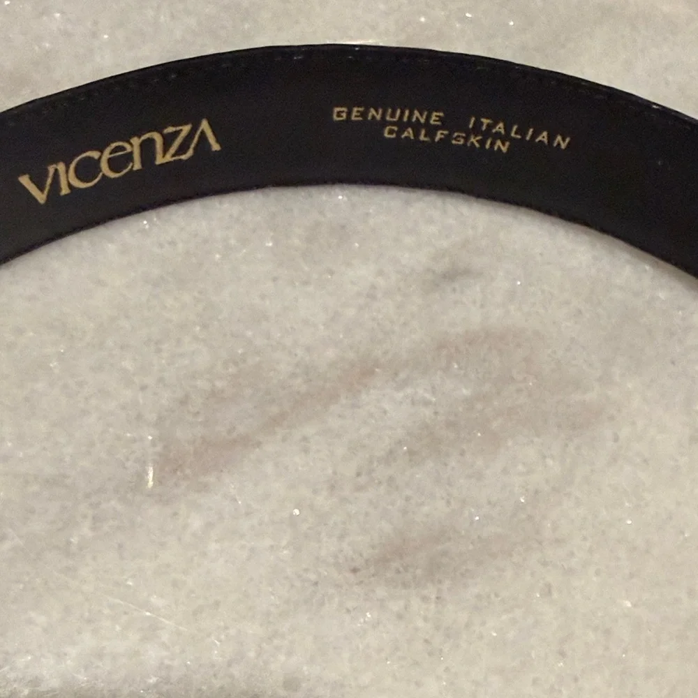 Vicenza Womens Waist Belt Black Golden #1222 Genuine Italian Size 30